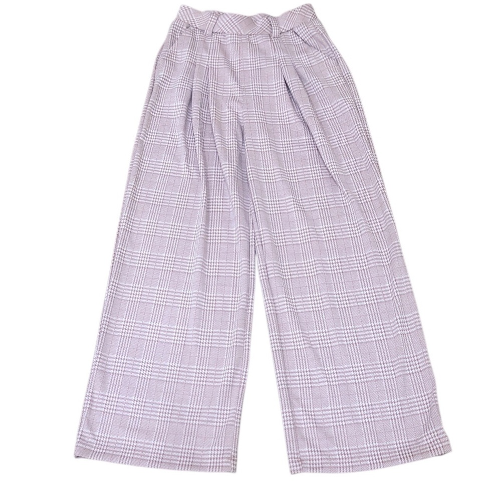 NWT Halara Wide Leg Pants Size XS Pink Plaid Houndstooth